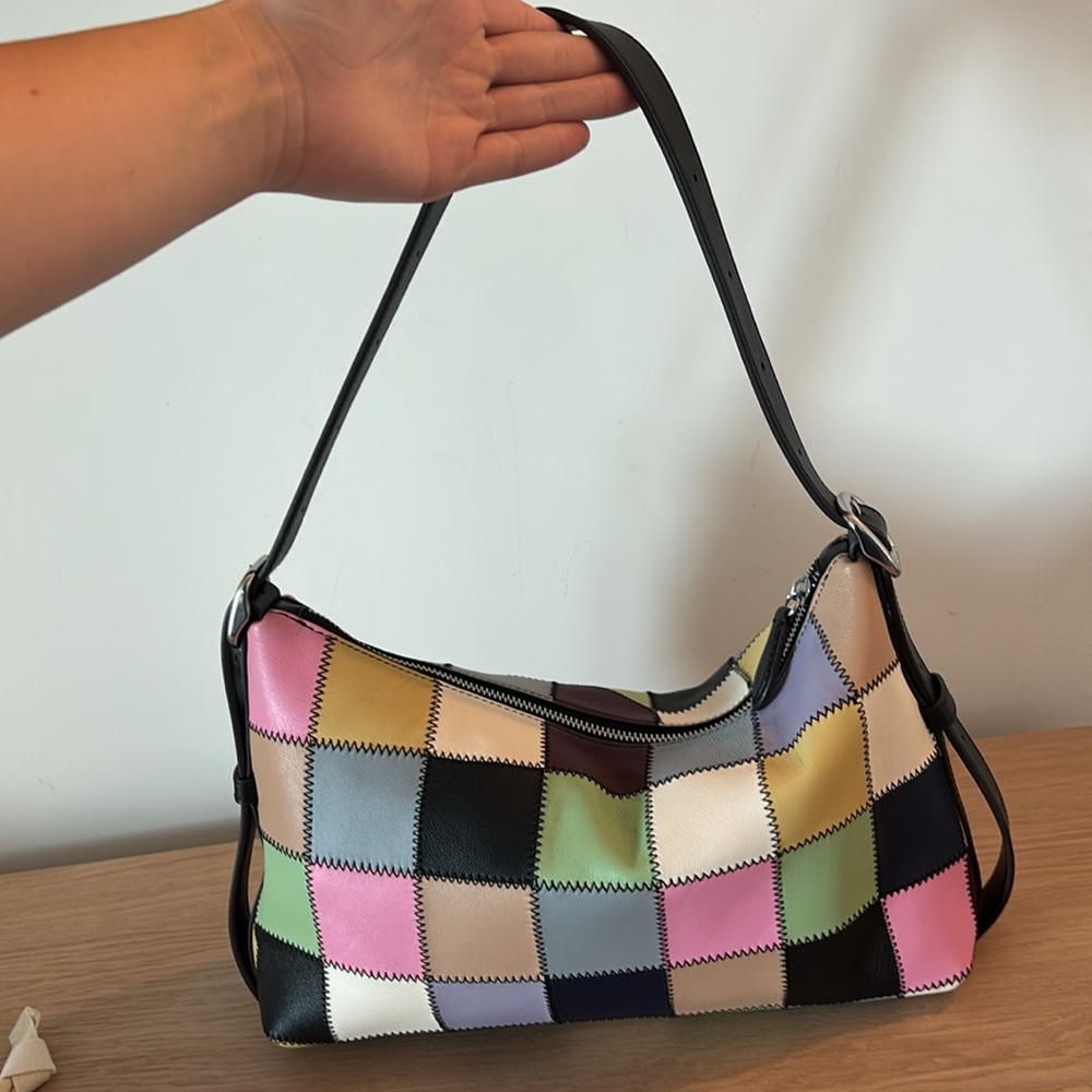 Alter/Ego Slouchy Shoulder Bag In Patchwork Multicolored Checkerboard Multi1 - Picture 8 of 17
